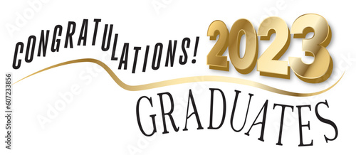White Background with Congratulations 2023 Graduates Type for Vector Banner Design