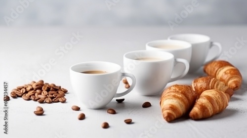Delicious cup of coffee with croissant Generative AI