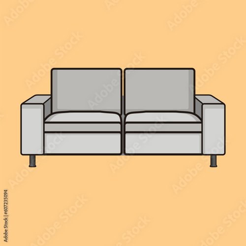 Sofa Chair Vector, Long Cozy Sofa Clip Art