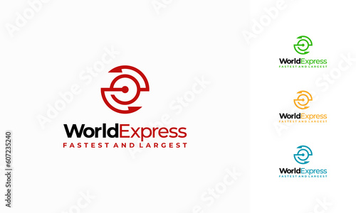 World Express delivery logo, Logistic company vector logo template