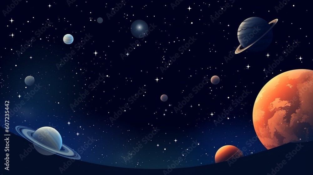 Moon and stars with galaxy background Generative AI Moon and stars with galaxy background Generative AI