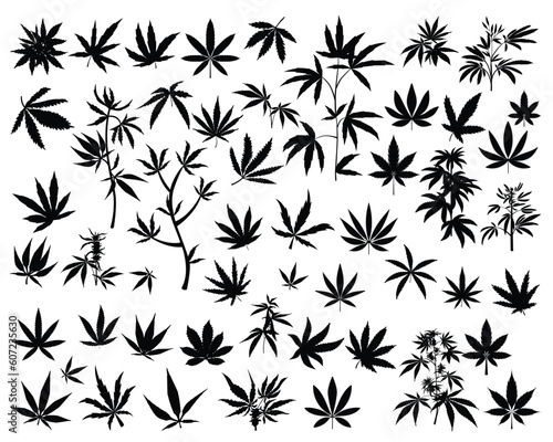 Set of Cannabis Leaves Silhouette