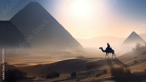 A journey to the great pyramid. Fantasy scenery. concept art. Generative ai