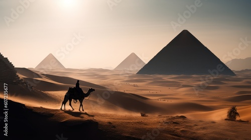 A journey to the great pyramid. Fantasy scenery. concept art. Generative ai