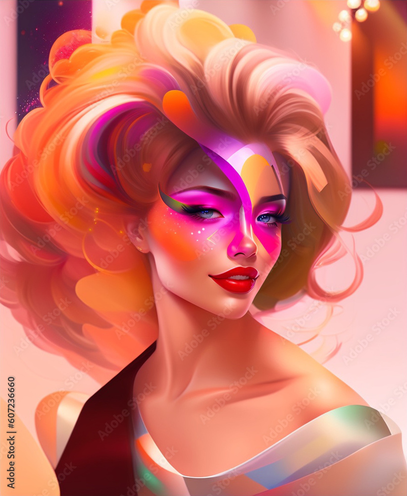 portrait of a woman with makeup style art digital - illustration - beautiful blonde girl portrait of a woman with makeup style art digital - illustration - beautiful blonde girl
