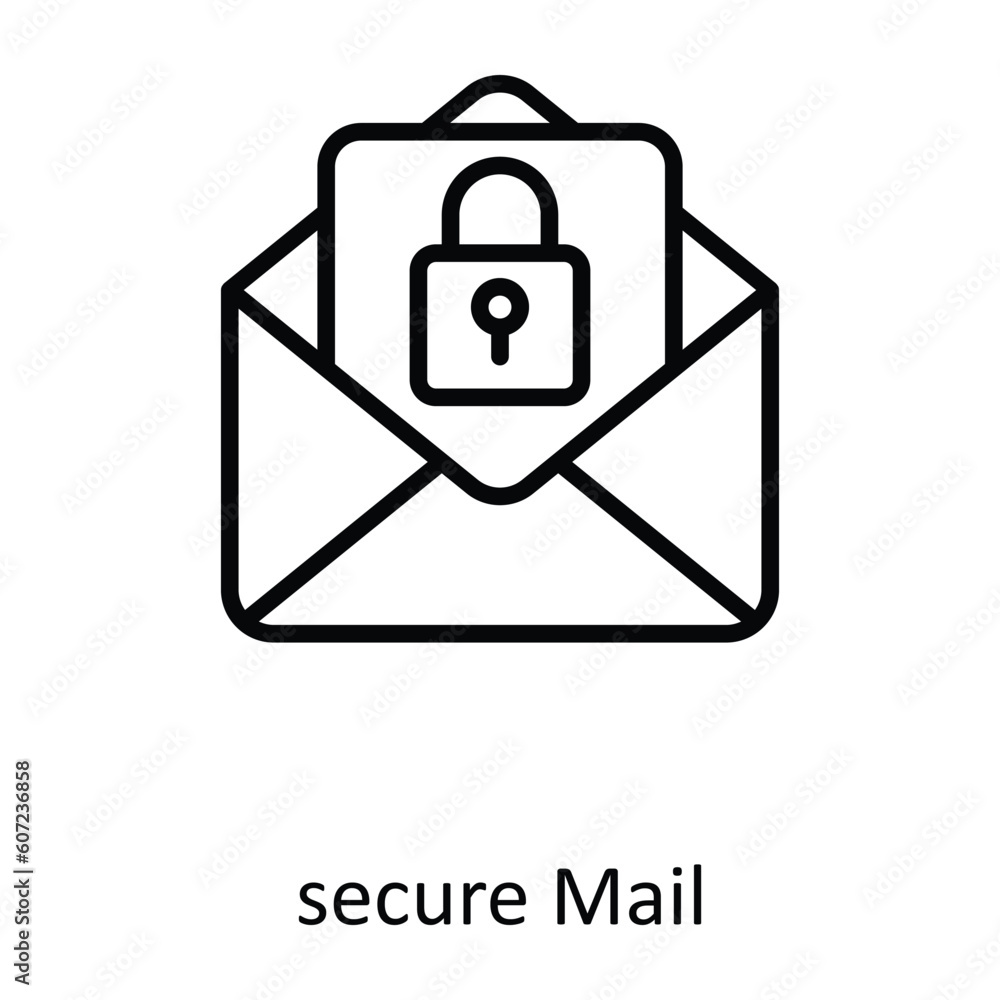 secure Mail Vector outline Icon Design illustration. Seo and web Symbol on White background EPS 10 File secure Mail Vector outline Icon Design illustration. Seo and web Symbol on White background EPS 10 File
