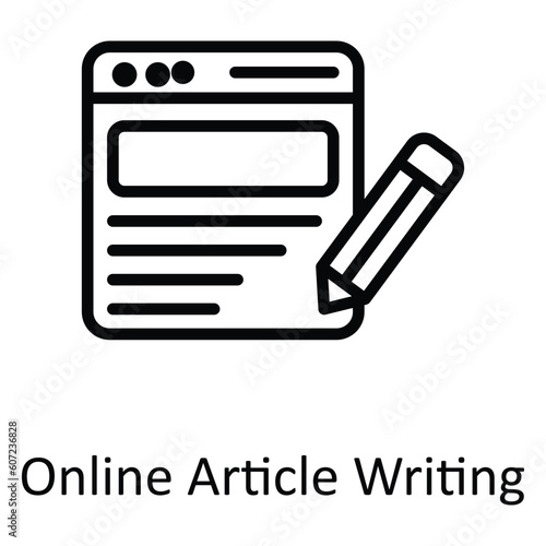 Online Article Writing Vector  outline Icon Design illustration. Seo and web Symbol on White background EPS 10 File