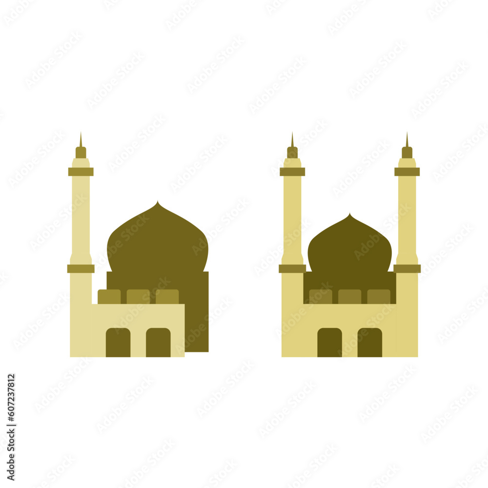 Mosque illustration, can be used as prayer symbol and qibla.