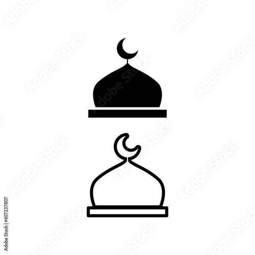 Mosque illustration, can be used as prayer symbol and qibla.
