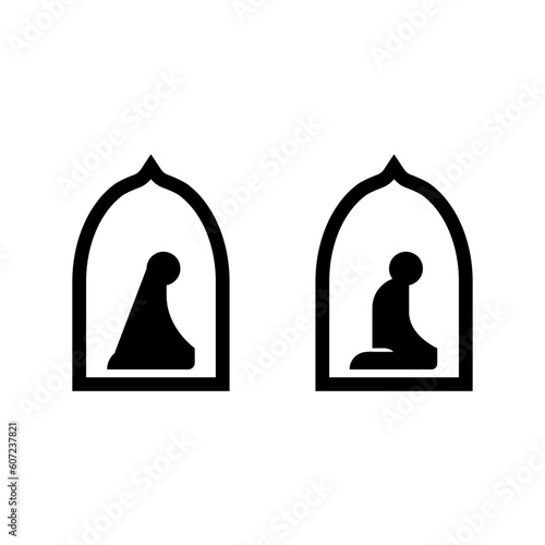 Mosque illustration, can be used as prayer symbol and qibla.