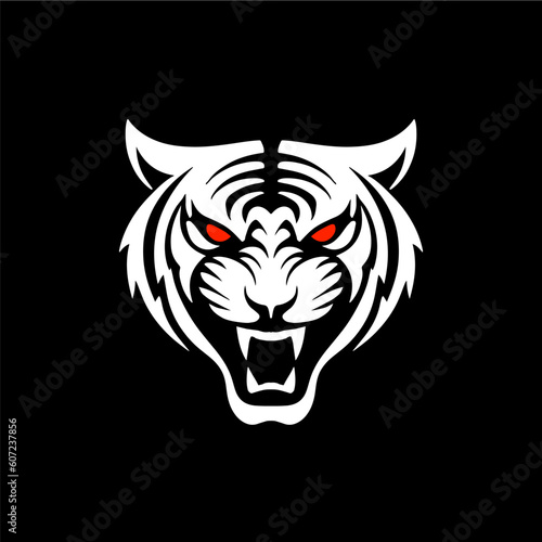 Fierceful tiger head logo in vector.