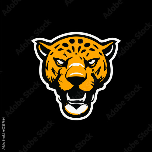 Aggresive jaguar head logo in vector.