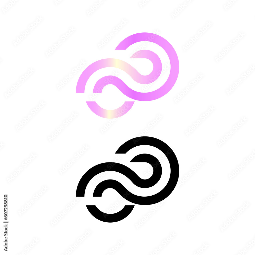 Minimalistic logo in two versions black and white and color. Vector. Minimalistic logo in two versions black and white and color. Vector.