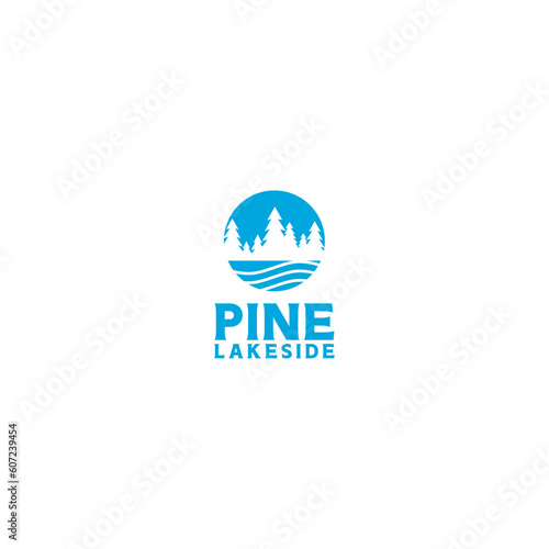 Pine Lakeside Logo Design Vector