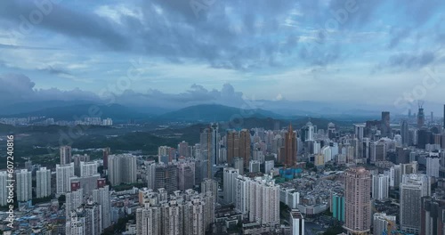 Wallpaper Mural Aerial footage of landscape in shenzhen city, China  Torontodigital.ca