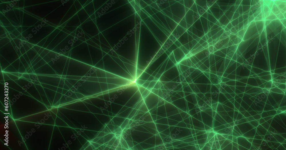 Abstract green energy lines triangles magical bright glowing futuristic hi-tech background