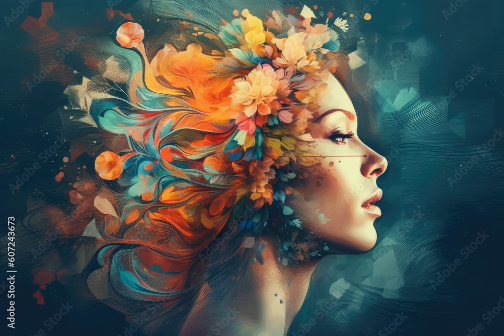 Abstract artwork on mental health and how to deal with the mind Wellness. Concept image of letting go. Generative AI. Abstract artwork on mental health and how to deal with the mind Wellness. Concept image of letting go. Generative AI.