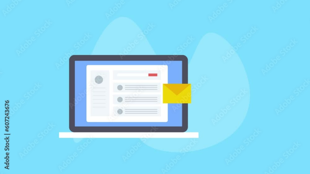 Email interface on laptop screen, receiving messages and send mail to mobile device, business communication marketing technology video animation. Email interface on laptop screen, receiving messages and send mail to mobile device, business communication marketing technology video animation.