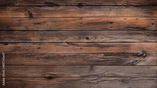 Old brown rustic dark grunge wooden timber wall Generative AI