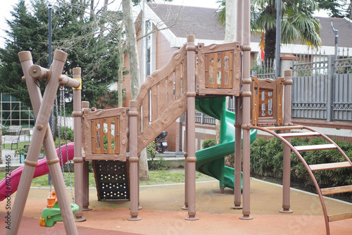 Fototapeta Naklejka Na Ścianę i Meble -  wooden playground outdoor house park in istanbul 