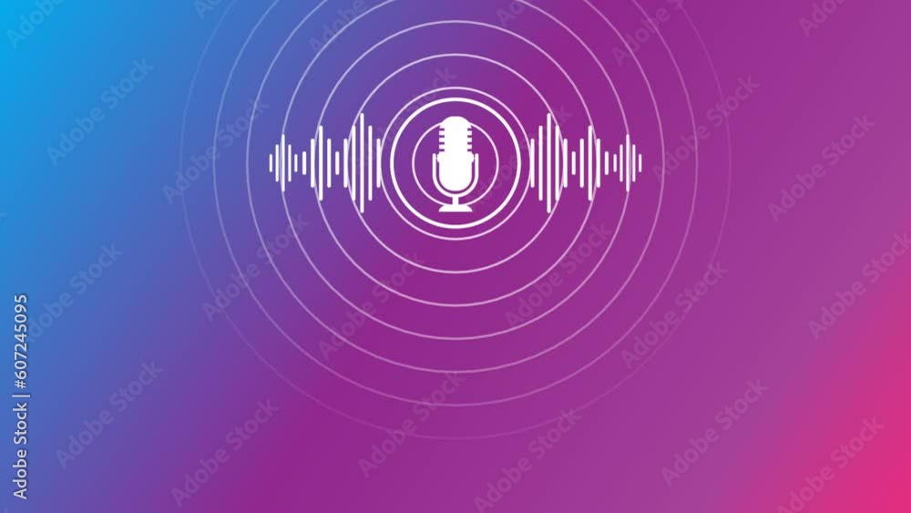 Podcast animation. Podcasting Sound Audio Wave Podcast animation. Podcasting Sound Audio Wave