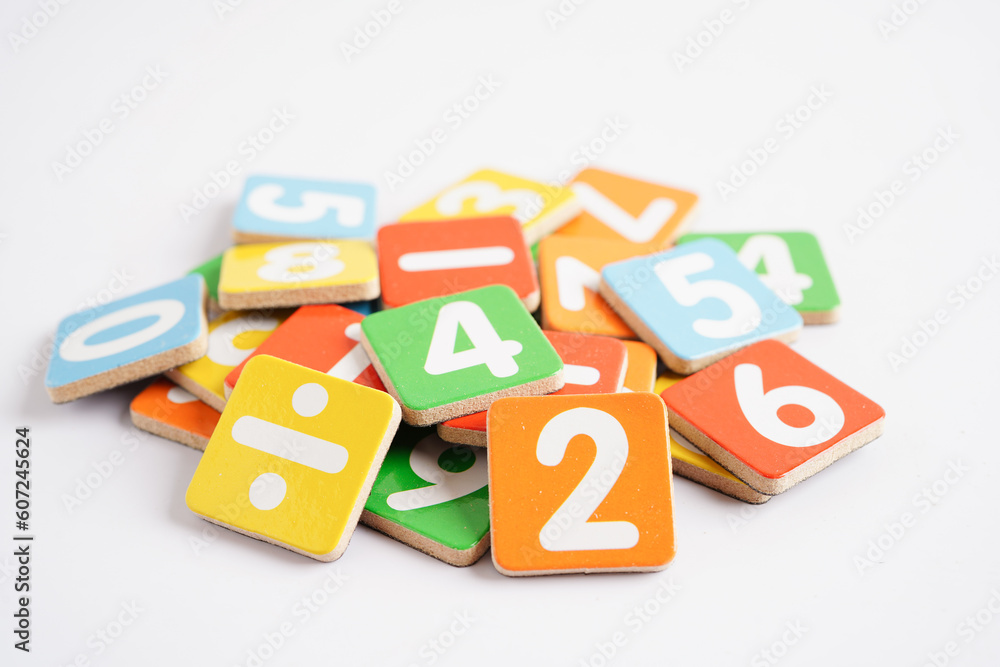 Number wood block cubes for learning Mathematic, education math concept.. Number wood block cubes for learning Mathematic, education math concept..