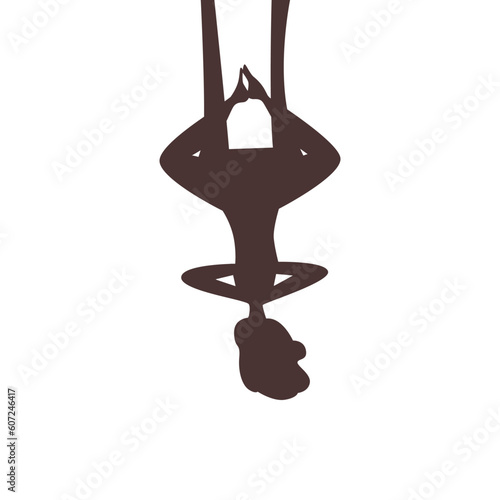 Black silhouette of woman practicing aerial yoga flat style