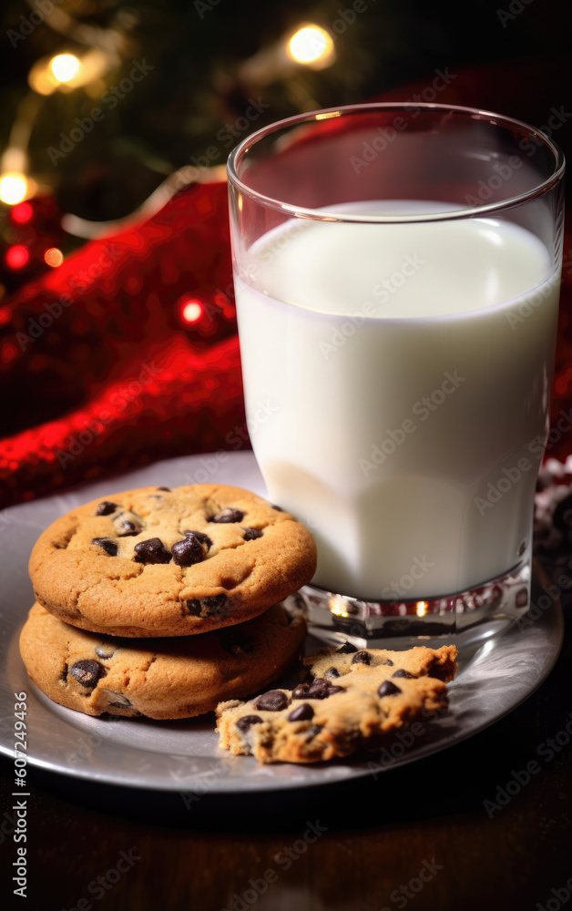 Milk and Cookies for Santa. Created with Generative AI Technology Milk and Cookies for Santa. Created with Generative AI Technology