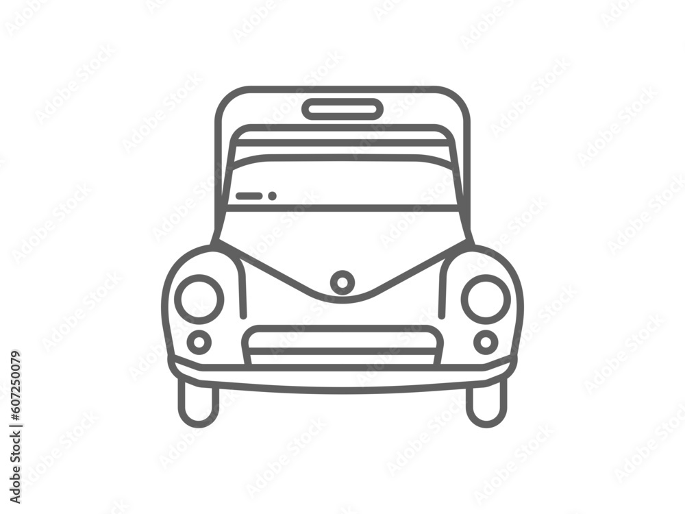 front view microbus icon line art