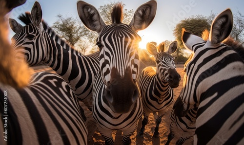 Nature s monochrome  Zebra captures a stunning selfie  showcasing its unique pattern. Creating using generative AI tools