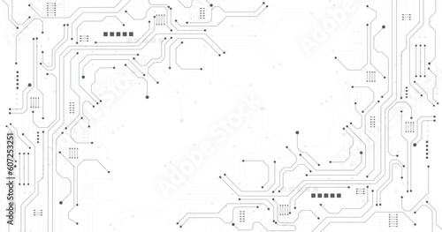 Technology black circuit diagram concept. High-tech circuit board connection system.Vector abstract technology on white background.  © Chor muang