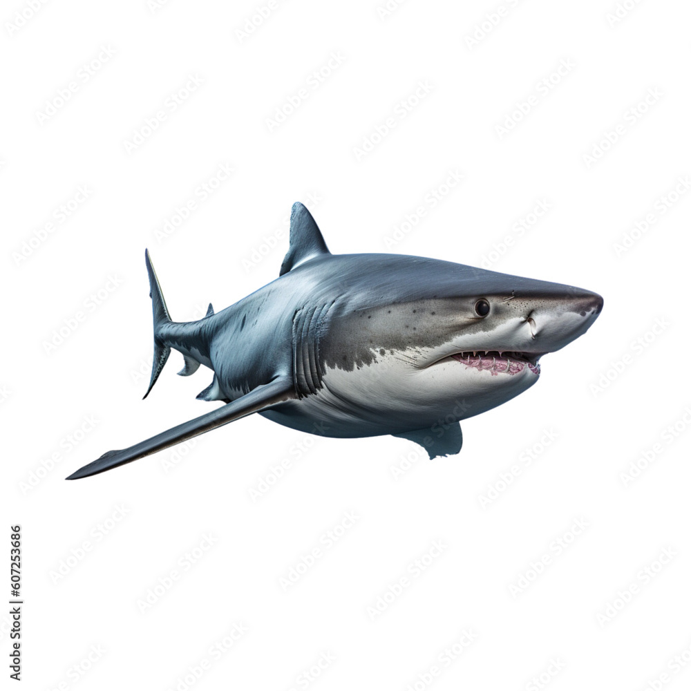 Fototapeta premium Portrait of a shark whole body PNG
