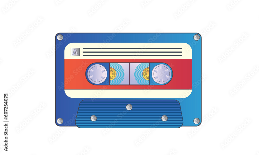 Stereo cassette. Retro audio tape with music record