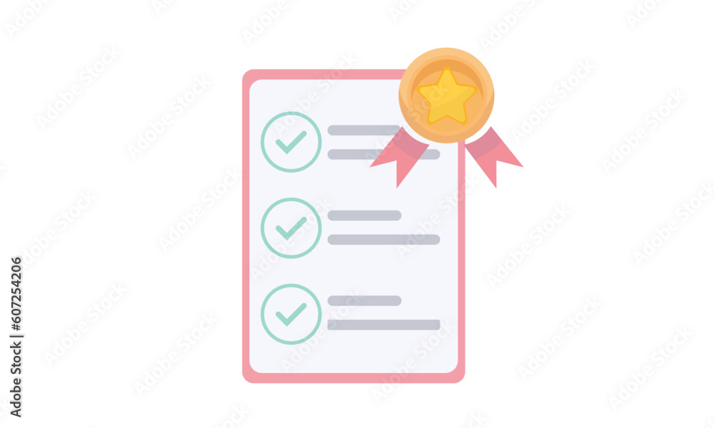 certificate or award icon with stamp and ribbon bow quality concept. certificate or award icon with stamp and ribbon bow quality concept.