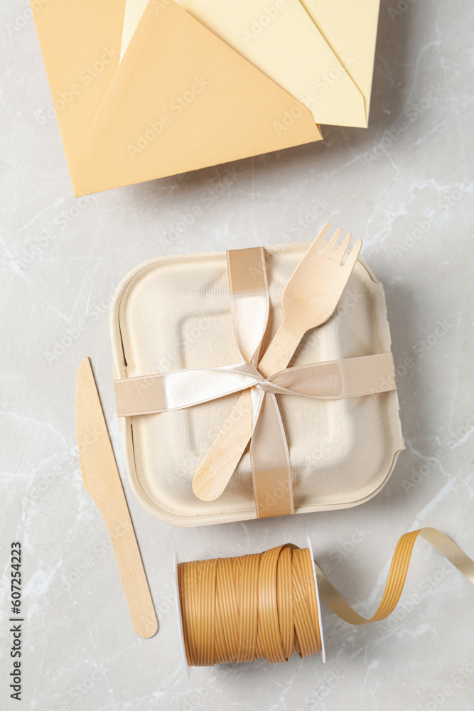 Concept of congratulation and celebration with bento cake in box Concept of congratulation and celebration with bento cake in box