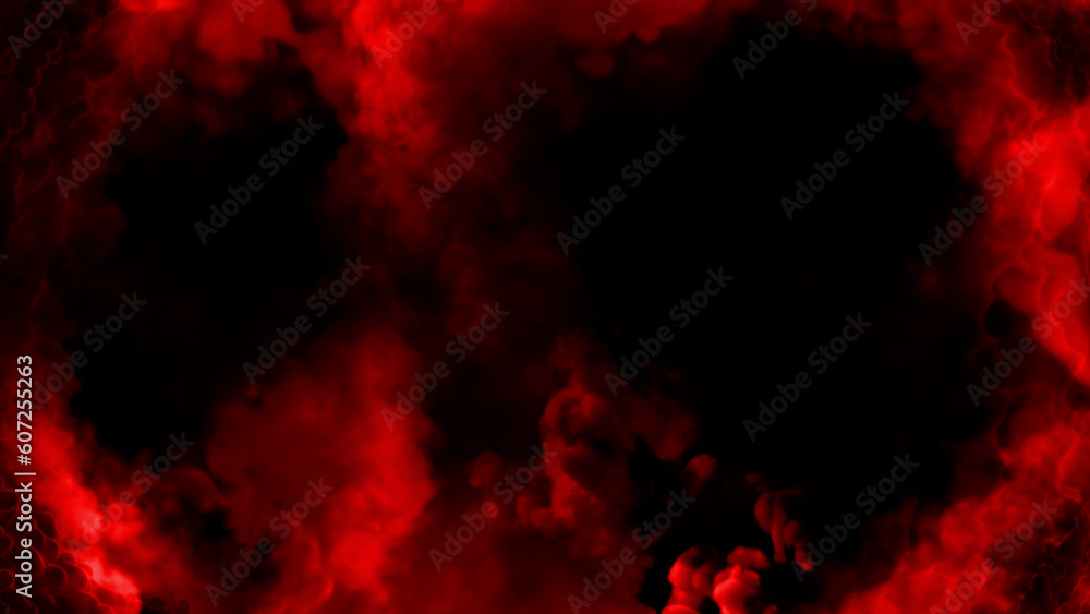 Dark red smoke or clouds frame for content background - abstract 3D rendering