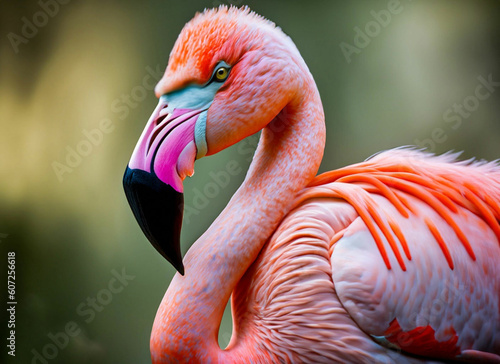 Sinuous neck of flamingo