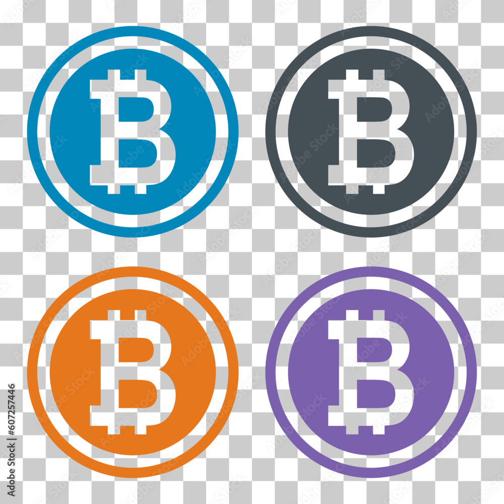 Set of Bitcoin web coin, internet electronic crypto design symbol, digital pay vector illustration Set of Bitcoin web coin, internet electronic crypto design symbol, digital pay vector illustration