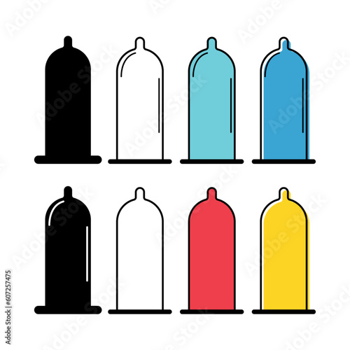 Set of Condom icon, health protection rubber symbol, preventation web sign design vector illustration