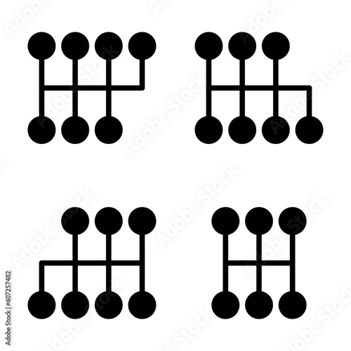 Set of Handle car manual shift lever icon, vehicle gear technology vector illustration equipment