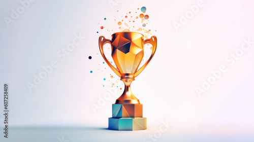 Fotografia, Obraz Luxury golden award trophy on white background. Generative AI.