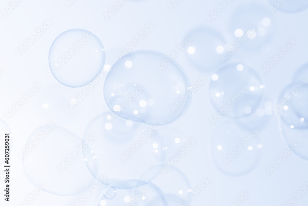 Beautiful Transparent Soap Bubbles. Abstract Background. Soap Suds Bubbles Water	