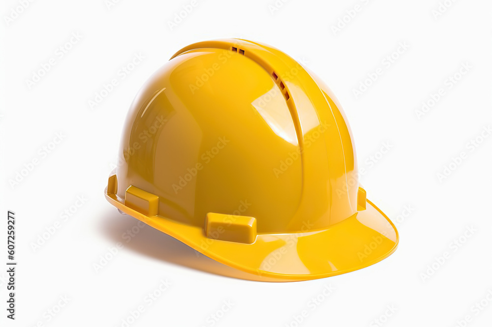 Safety First: Yellow Hard Hat, Isolated on White Background for Protection and Construction. created with Generative AI Safety First: Yellow Hard Hat, Isolated on White Background for Protection and Construction. created with Generative AI