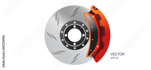 High quality rotor disc brake vector illustration. Durable vehicle accessories and spare parts.
