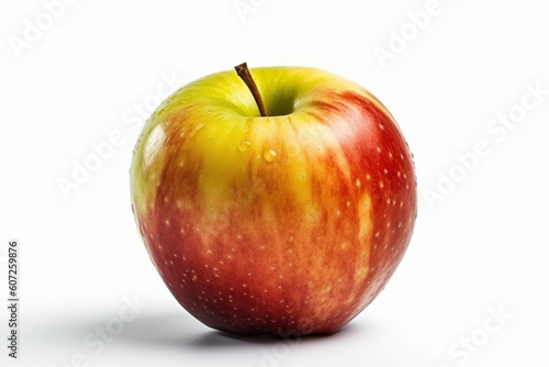 A fresh red apple isolated on a white background. Generative AI illustration.