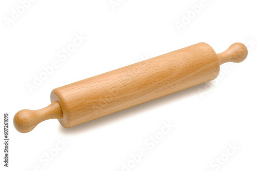 Timeless Elegance Isolated Wooden Rolling Pin on White Background for Culinary Creations. created with Generative AI