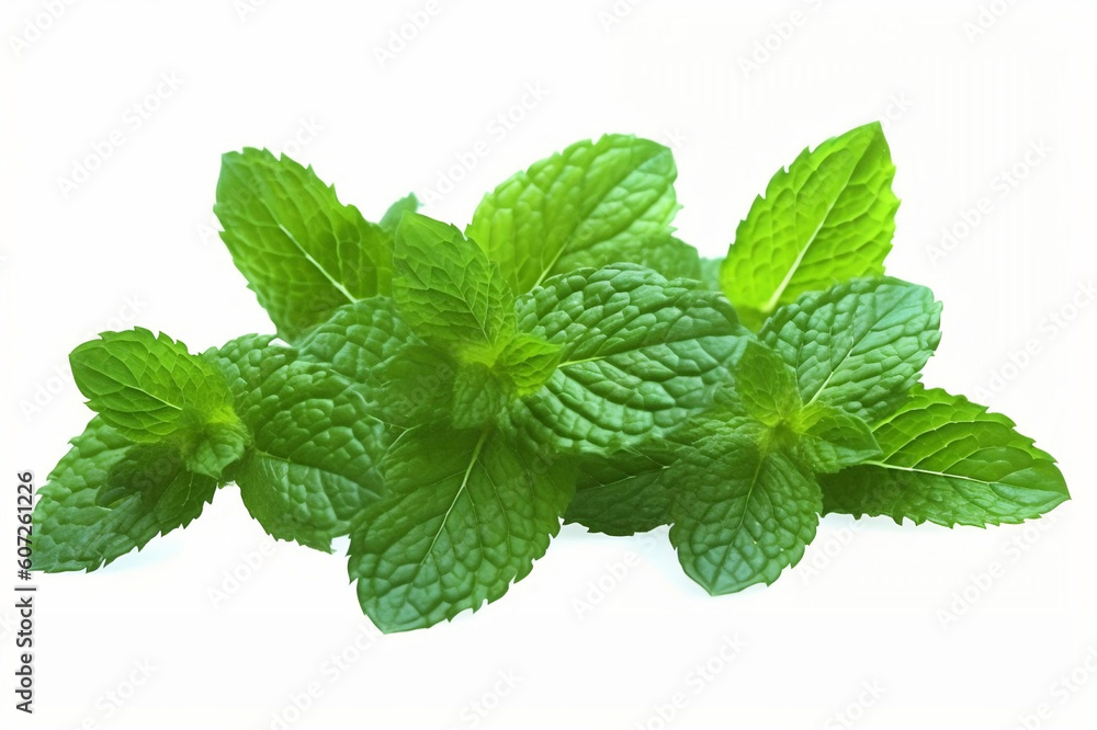 Fresh and Vibrant Transparent Mint Leaves on White Background, Perfect for Refreshing Designs. created with Generative AI Fresh and Vibrant Transparent Mint Leaves on White Background, Perfect for Refreshing Designs. created with Generative AI