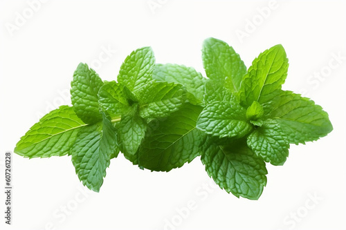 Fresh and Vibrant Transparent Mint Leaves on White Background, Perfect for Refreshing Designs. created with Generative AI
