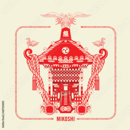 Mikoshi. Portable Shrine Japan. Procession for religious activities, Matsuri, Japanese translation meaning Festival. 