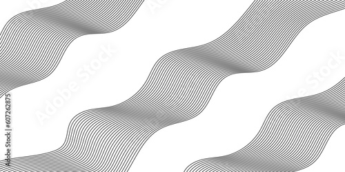 Abstract White and black wavy lines and geometric design and modern grid background . Geometric design used for parallel lines pattern and Digital landscape for presentations. background